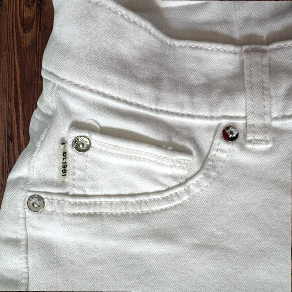 DL1961 Mara White Straight Leg Mid Rise Stretch Denim Jeans Women's 27 / 4 - Picture 4 of 6
